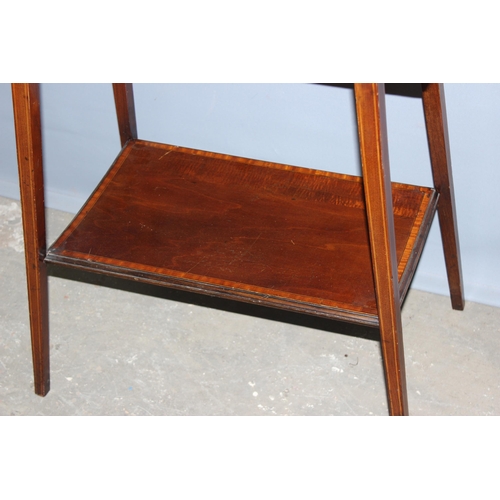 131 - A small Edwardian side table with Sheraton style inlay, approx 61cm wide