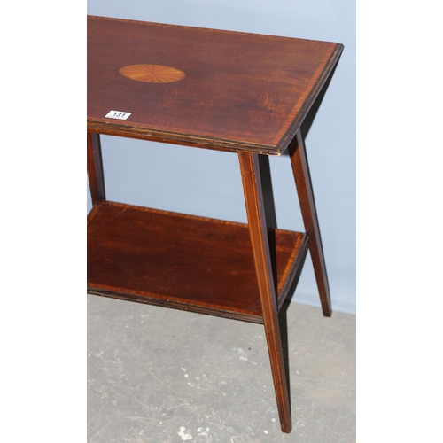 131 - A small Edwardian side table with Sheraton style inlay, approx 61cm wide