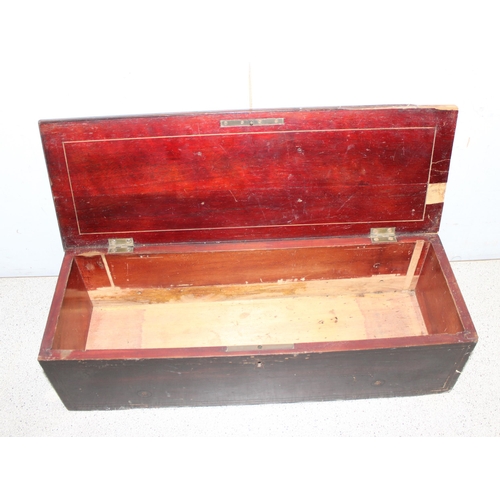 289 - An antique rosewood music box, lacking contents, wooden box only, approx 46cm wide