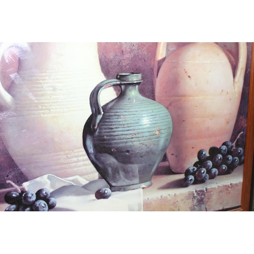 480 - An extremely large decorative framed still life print, approx 94cm x 98cm