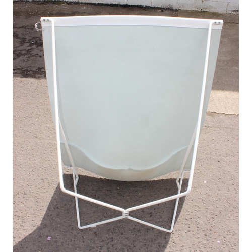 136 - David Weeks for Habitat, a Semana tub chair in white leather on a steel frame