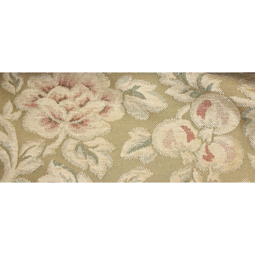 221 - Over 20 meters of light green floral upholstery fabric, flame retardant paperwork included