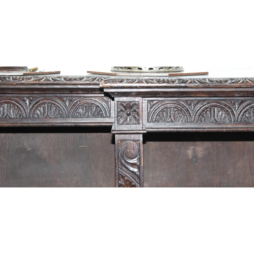 1 - An impressive late 19th century or early 20th century English antique Jacobean influence oak triple ... 