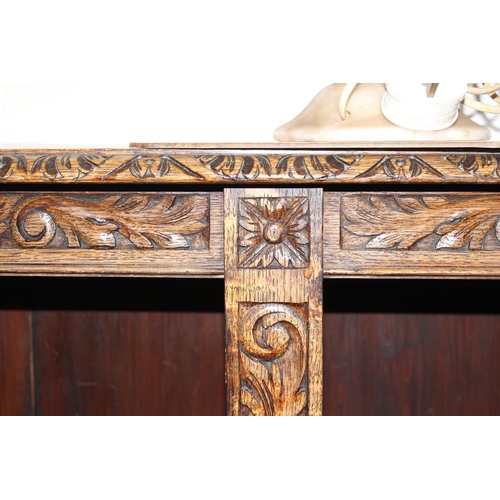 2 - An impressive late 19th century or early 20th century English antique Jacobean influence oak double ... 