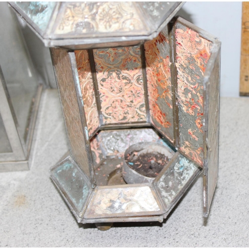 269 - 3 assorted metal candle lanterns, 2 in the North African taste