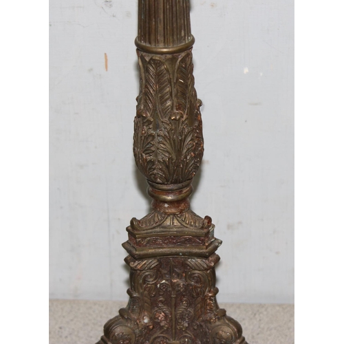 269A - A vintage heavy brass column lamp base, approx 44cm tall