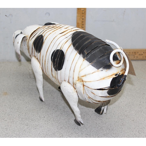 315 - A vintage style metal garden model of a pig, approx 44cm nose to tail