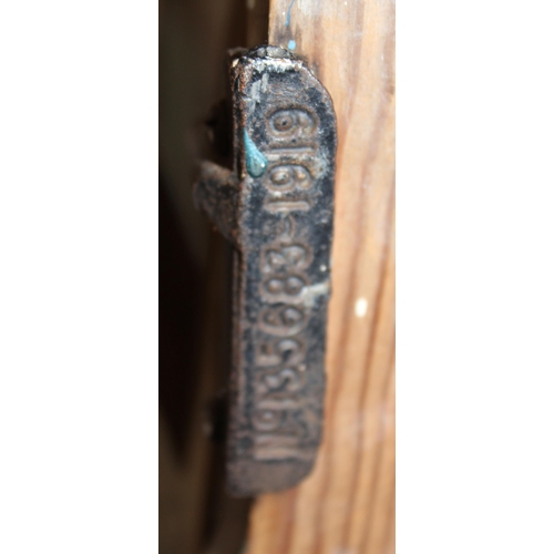 16 - A vintage Jones's Patent fretwork wooden ladder, cast iron mounted and marked No 135683 - 1919, appr... 