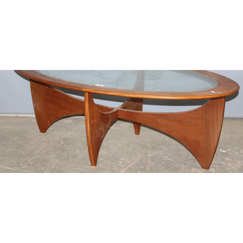 29 - A retro G-Plan Astro teak coffee table with glass inset top, approx 123cm wide x 66cm deep x 41cm ta... 