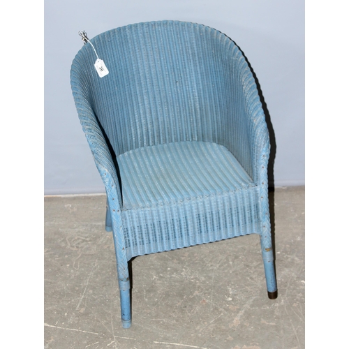 30 - A vintage blue painted Lloyd Loom chair by W. Lusty & Sons