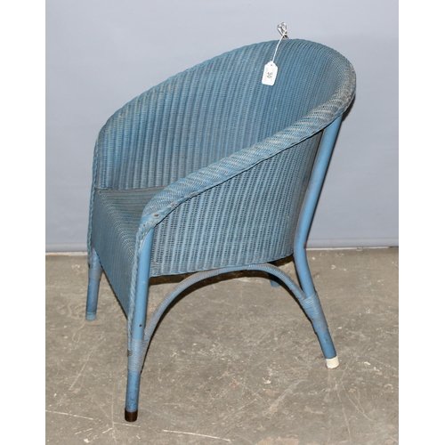 30 - A vintage blue painted Lloyd Loom chair by W. Lusty & Sons