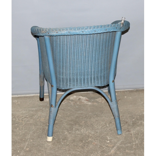 30 - A vintage blue painted Lloyd Loom chair by W. Lusty & Sons