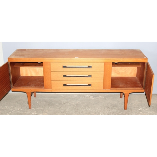 34 - A retro 3 drawer 2 door sideboard by Elliotts of Newbury, approx 173cm wide