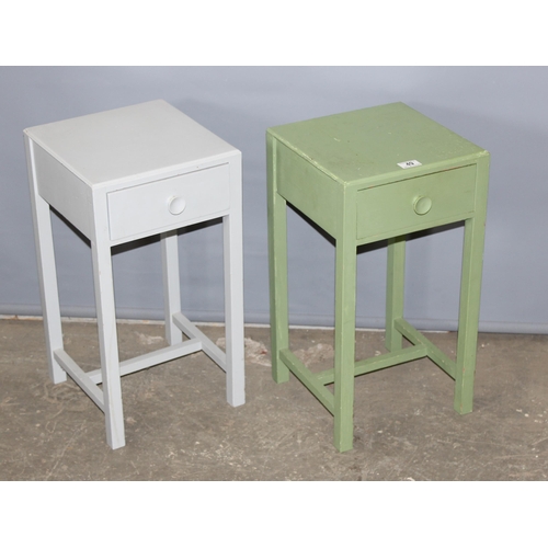 49 - A pair of vintage painted bedside tables with drawers, each approx 30cm wide