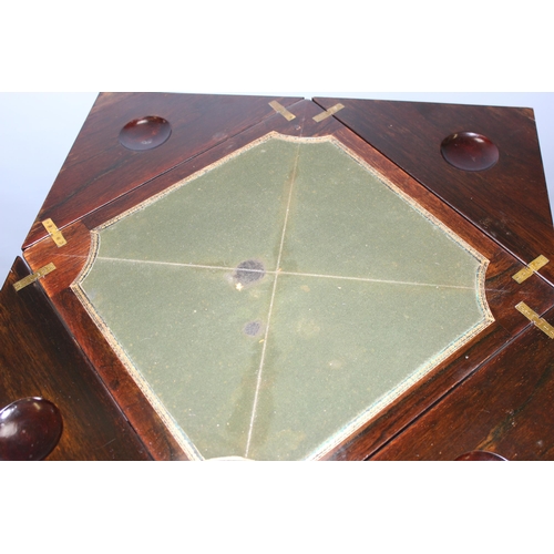 5 - A late Victorian or Edwardian Rosewood and Marquetry-Inlaid Envelope Card Table c.1900, with four pi... 