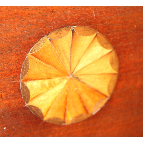 53 - A 19th century mahogany wine table with Sheraton style inlay, approx 28cm in diameter