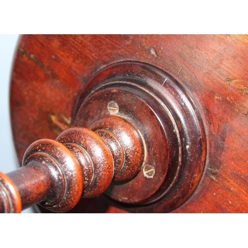 53 - A 19th century mahogany wine table with Sheraton style inlay, approx 28cm in diameter