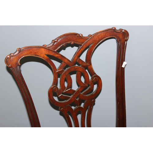 55 - A set of 3 Georgian Chippendale style dining chairs with well carved backs, 2 dining and a carver ch... 