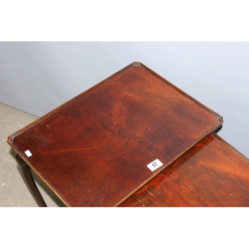 57 - A vintage nest of 3 mahogany tables with cabriole legs, the largest approx 52cm wide