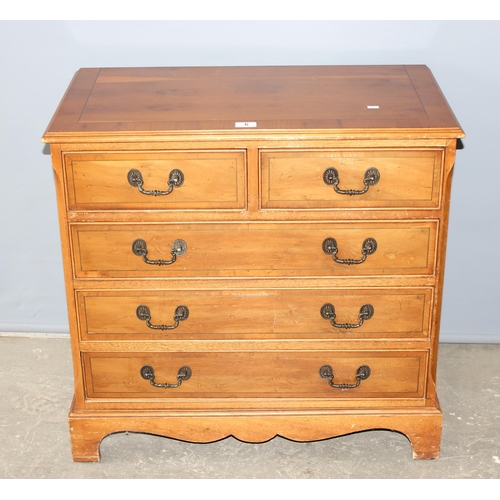 6 - A vintage Yew wood 2 over 3 chest of drawers, approx 67cm wide