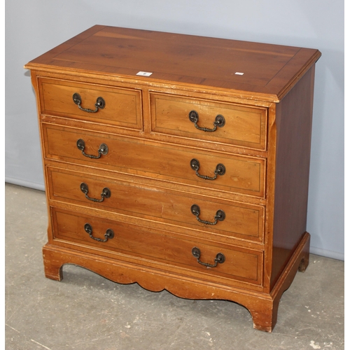 6 - A vintage Yew wood 2 over 3 chest of drawers, approx 67cm wide