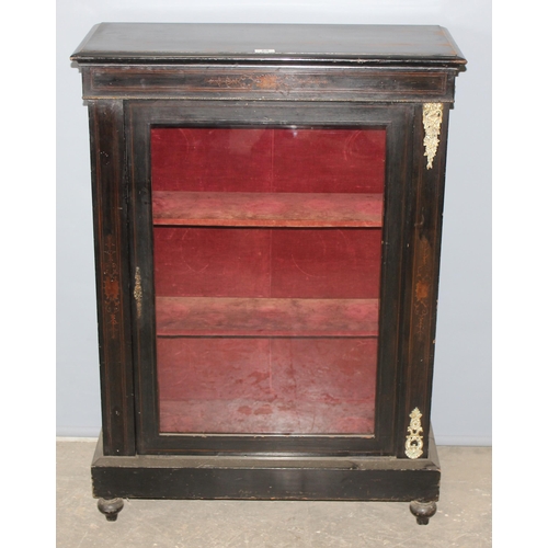 68 - A 19th century ebonised wooden display cabinet or bookcase with marquetry inlay and gilt metal mount... 