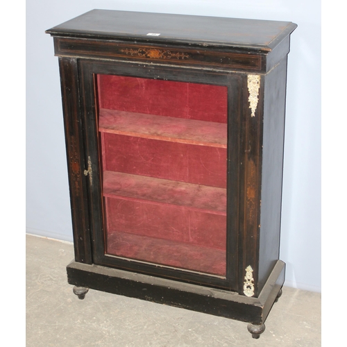 68 - A 19th century ebonised wooden display cabinet or bookcase with marquetry inlay and gilt metal mount... 