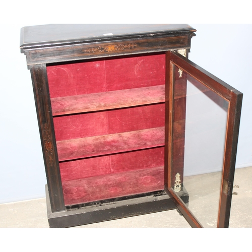 68 - A 19th century ebonised wooden display cabinet or bookcase with marquetry inlay and gilt metal mount... 