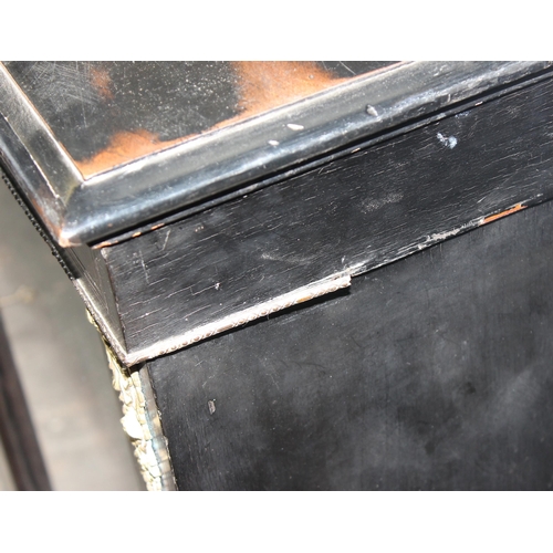 68 - A 19th century ebonised wooden display cabinet or bookcase with marquetry inlay and gilt metal mount... 