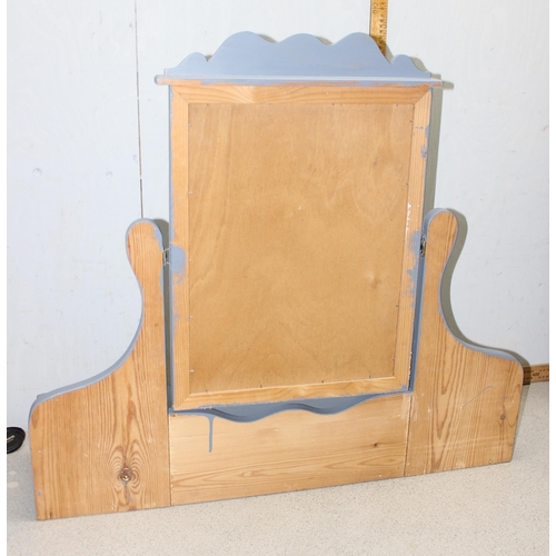 270 - A painted pine dressing table mirror with 2 drawers