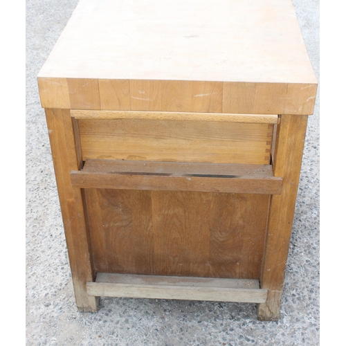 80 - A modern wooden butches block table with 4 drawers and a cupboard, approx 102cm wide x 69cm deep x 9... 