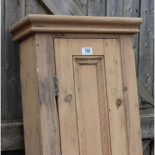 100 - An unusual tall slim Victorian pine doored cabinet with 7 interior shelves, no back, approx 148cm ta... 