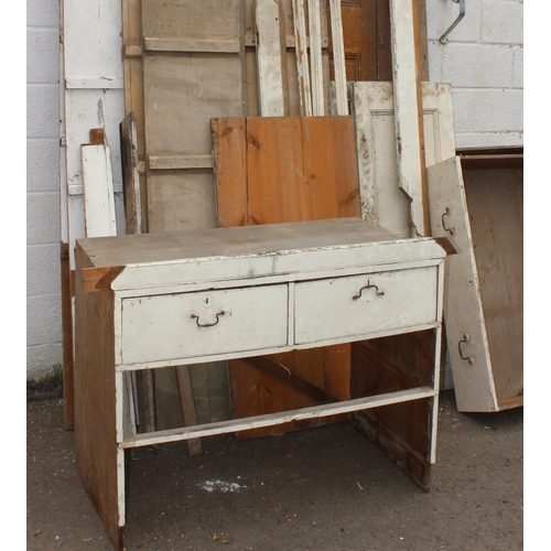 116 - A large qty of assorted Victorian pine cupboard pieces, likely the vast majority of 2 large painted ... 