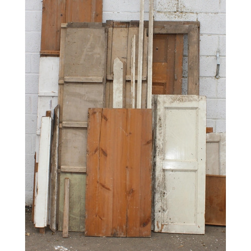 116 - A large qty of assorted Victorian pine cupboard pieces, likely the vast majority of 2 large painted ... 