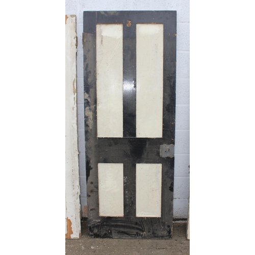 117 - 3 antique painted pine doors, the largest approx 197cm x 75cm