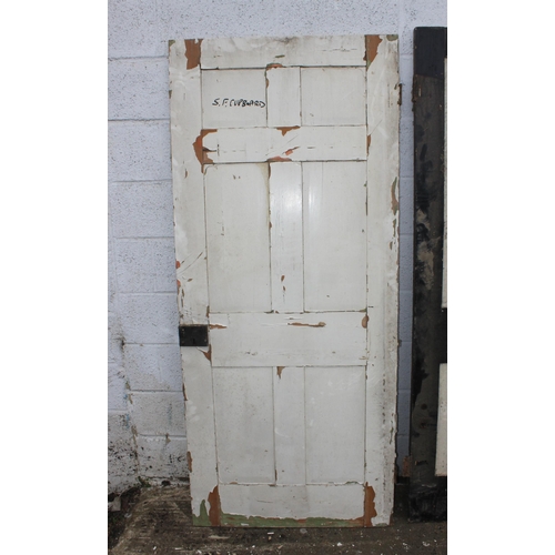 117 - 3 antique painted pine doors, the largest approx 197cm x 75cm