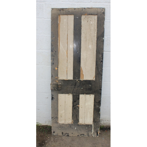 121 - 3 antique painted pine doors, the largest approx 197cm x 76cm