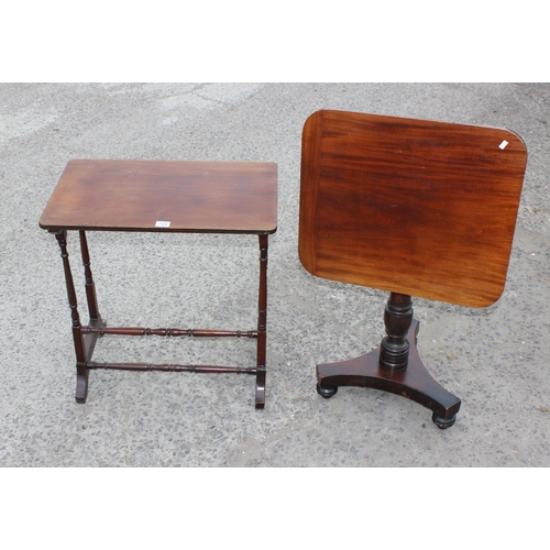 124 - An antique mahogany tilt topped table and a mahogany side table (2)