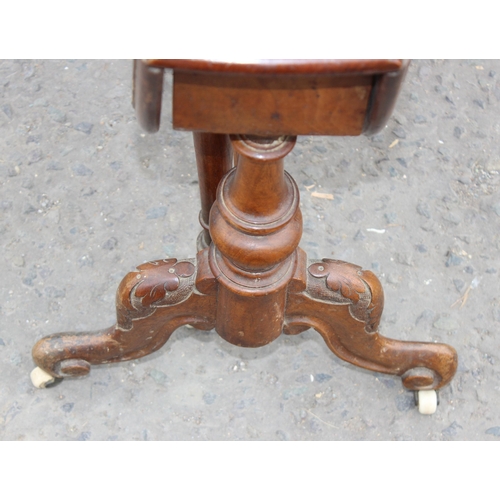 125 - An antique mahogany Pembroke table with Sheraton inlay and an antique walnut inlaid Sutherland table... 