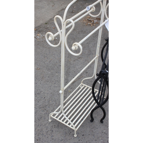 127 - 2 wrought iron items, towel rail and a magazine rack (2)