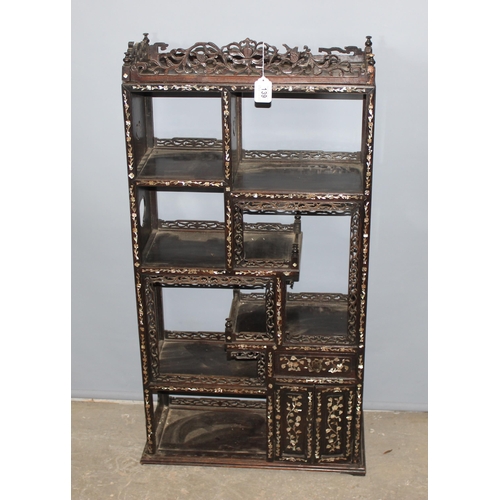 139 - Chinese carved hardwood and mother of pearl inlaid display stand, likely late 19th or early 20th Cen... 