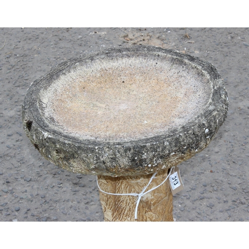 313 - Concrete garden bird bath, approx 42cm in diameter