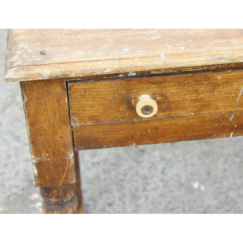 87 - A Victorian pine scumble painted console table with single drawer, approx 90cm wide