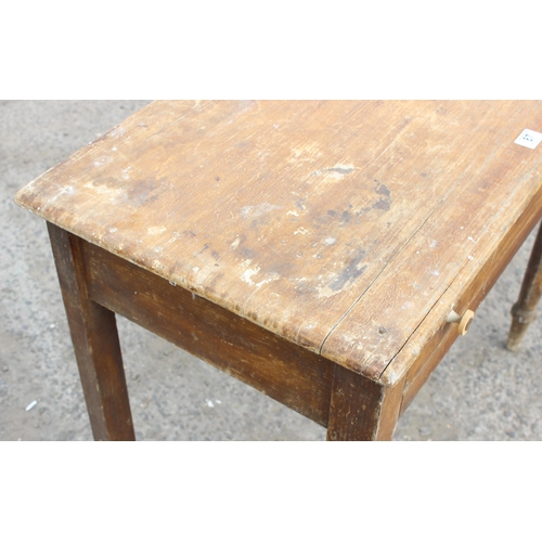 87 - A Victorian pine scumble painted console table with single drawer, approx 90cm wide