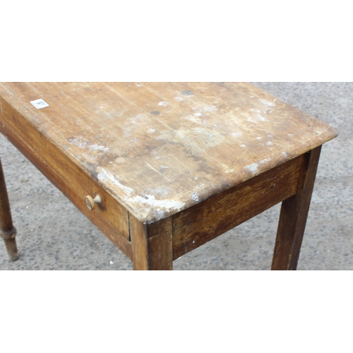 87 - A Victorian pine scumble painted console table with single drawer, approx 90cm wide