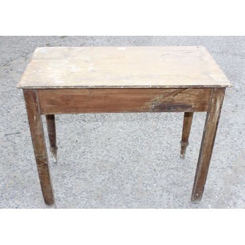 87 - A Victorian pine scumble painted console table with single drawer, approx 90cm wide