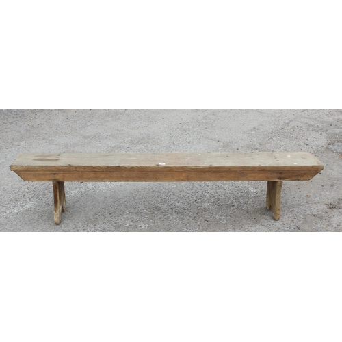 90 - A vintage pine bench, approx 192cm long