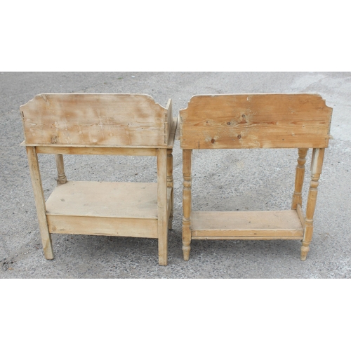 97 - 2 Victorian stripped pine wash stands, one with drawer, each approx 76cm wide