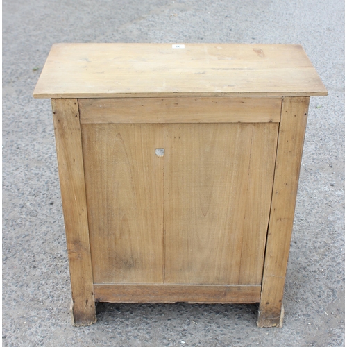 99 - An antique pine side cabinet with single cupboard under single drawer, approx 80cm wide