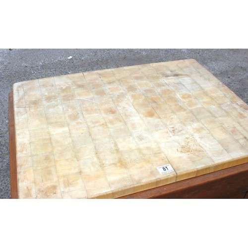 81 - A modern Fired Earth Limited wooden butchers block on stand with single drawer, approx 82cm wide x 6... 